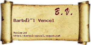 Barbél Vencel névjegykártya